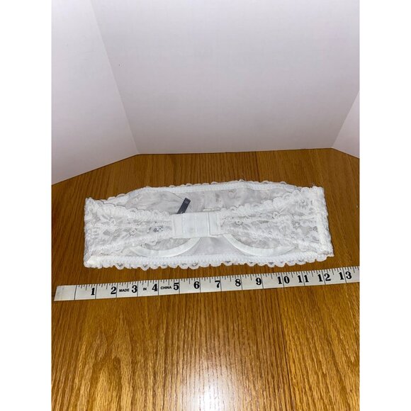 Aerie White Lace Strapless Bandeau Bra 32C Floral Pattern & Hook Closures NWOT - Picture 7 of 10